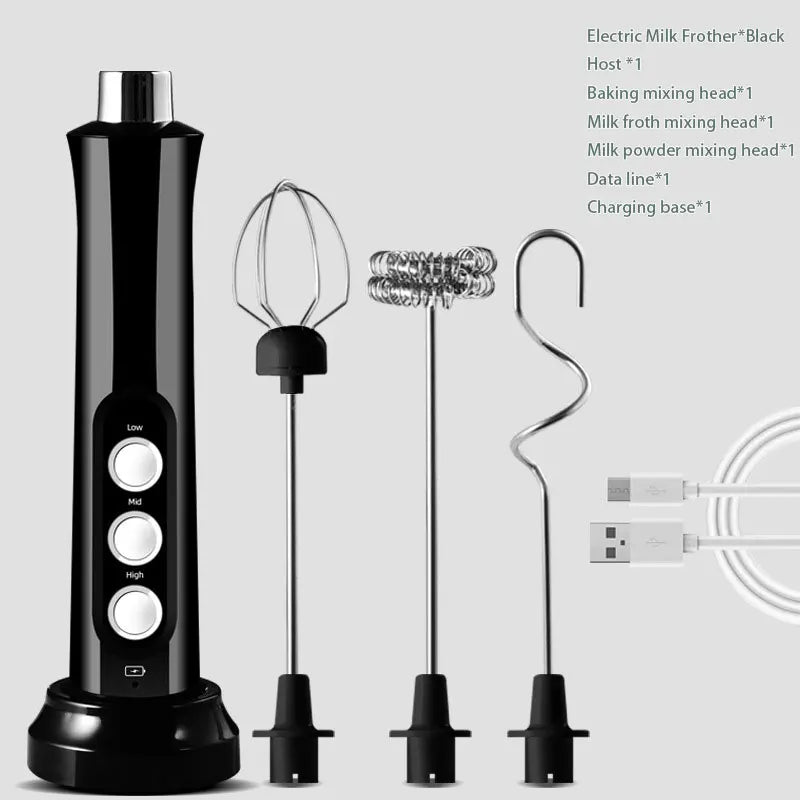 Title:
3-in-1 Rechargeable Electric Milk Frother & Coffee Mixer