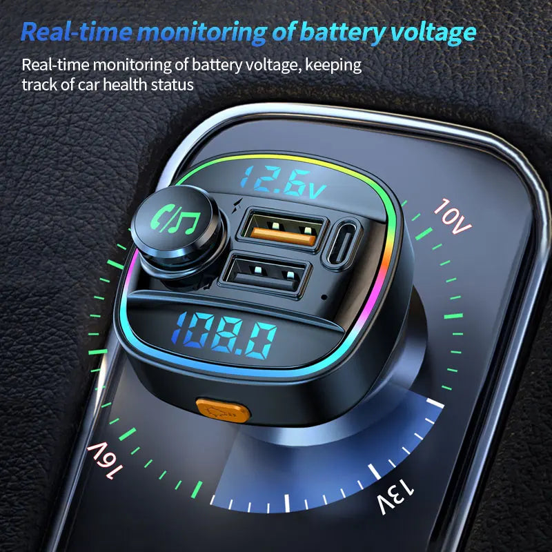 🚗 Bluetooth 5.0 FM Transmitter – Fast Charging & Hands-Free Calls