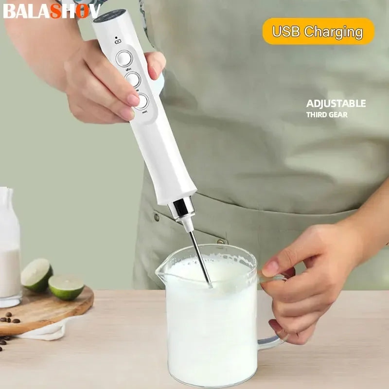 Title:
3-in-1 Rechargeable Electric Milk Frother & Coffee Mixer