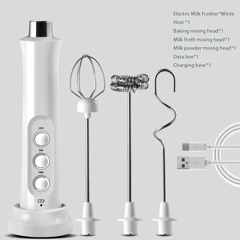 Title:
3-in-1 Rechargeable Electric Milk Frother & Coffee Mixer