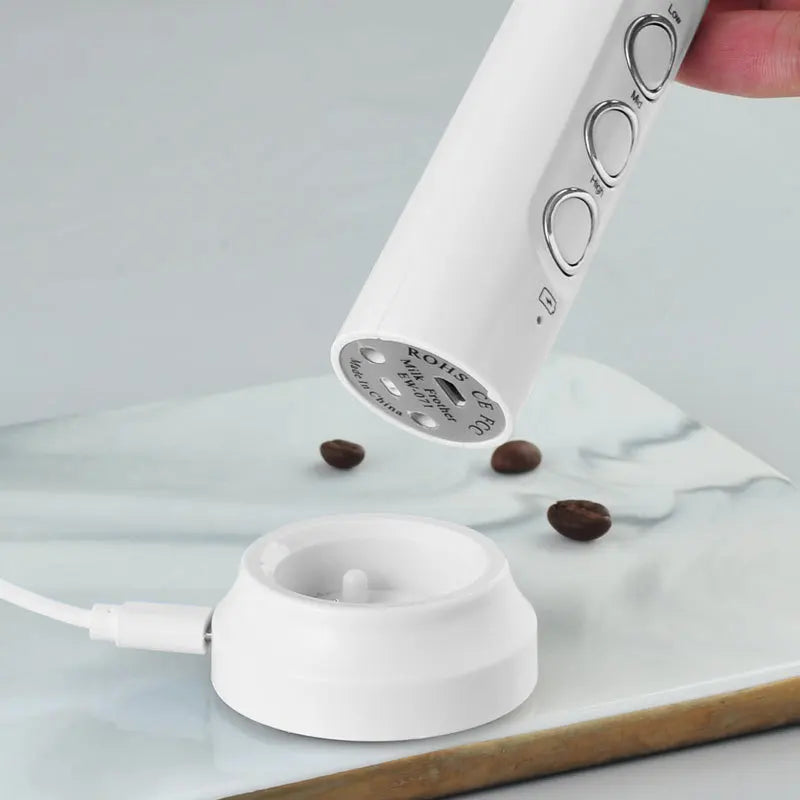 Title:
3-in-1 Rechargeable Electric Milk Frother & Coffee Mixer