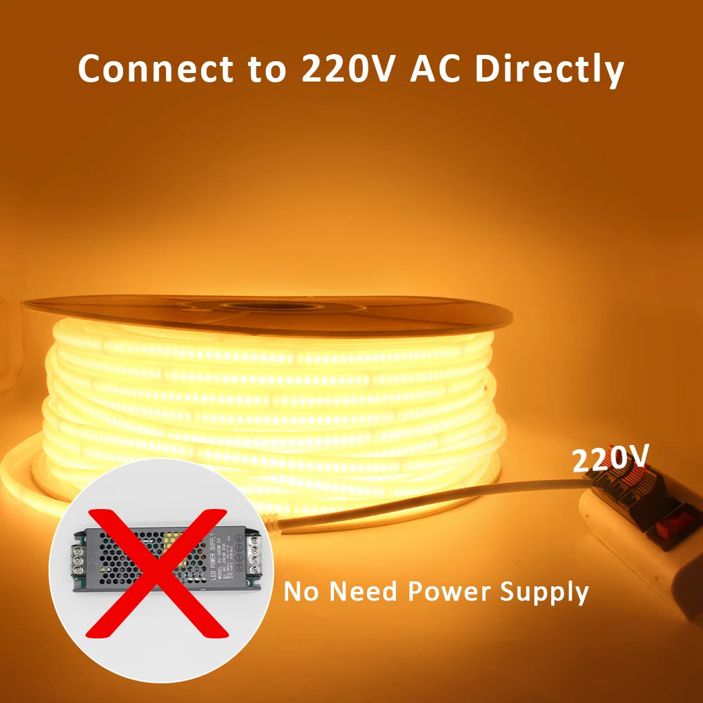 Waterproof COB LED Strip Lights – Flexible Bright Lighting for Home Décor