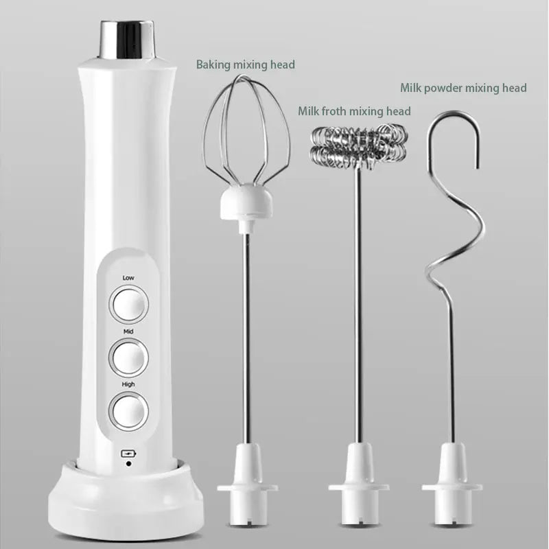Title:
3-in-1 Rechargeable Electric Milk Frother & Coffee Mixer