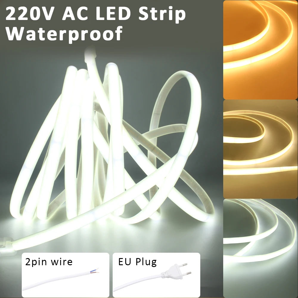 Waterproof COB LED Strip Lights – Flexible Bright Lighting for Home Décor