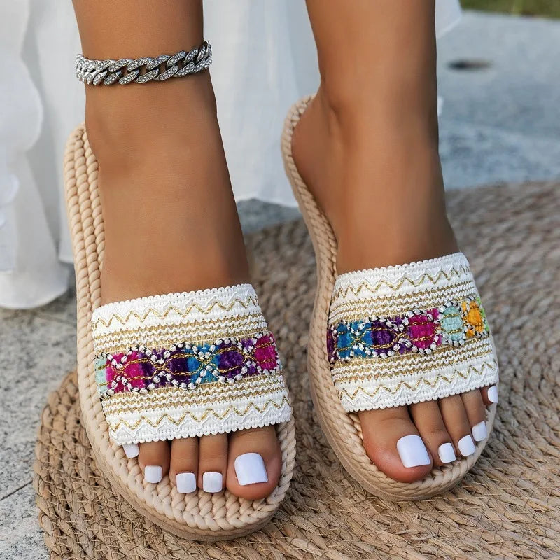 Title:
Women's Bohemian Flat Sandals – Comfortable Summer Slip-On Slides