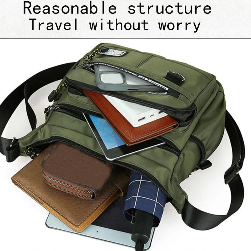Men's Crossbody Messenger Bag – Multi-Pocket Shoulder Bag for Work, Travel & Everyday Use
