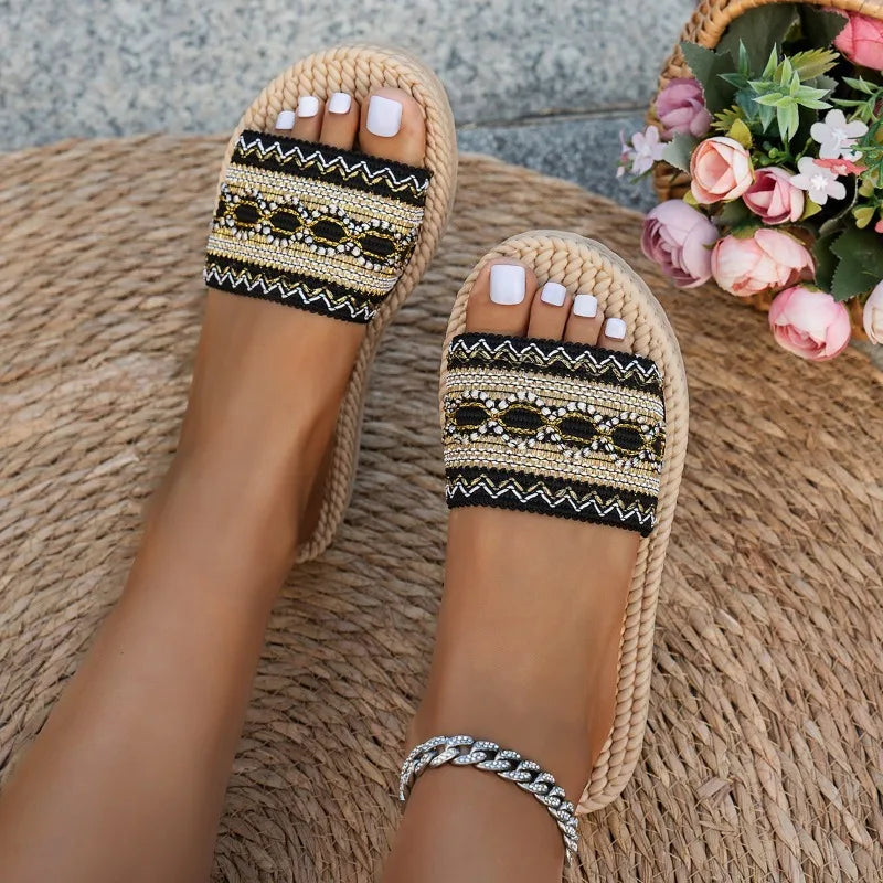 Title:
Women's Bohemian Flat Sandals – Comfortable Summer Slip-On Slides