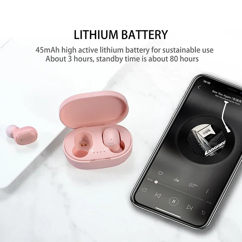 A6S TWS Wireless Bluetooth Earbuds – Hi-Fi Stereo Sound, Noise Reduction & Charging Case
