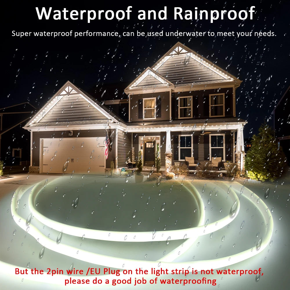 Waterproof COB LED Strip Lights – Flexible Bright Lighting for Home Décor