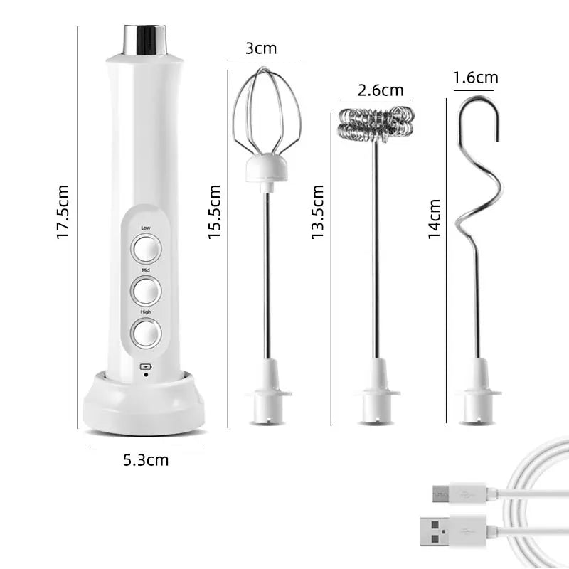 Title:
3-in-1 Rechargeable Electric Milk Frother & Coffee Mixer